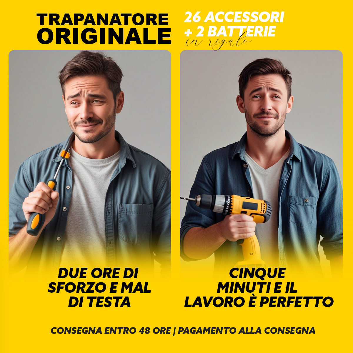 Trapano Avvitatore DWT 48V Originale | 2 Batterie Incluse + 26 Accessori