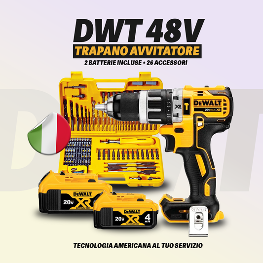 Trapano Originale Avvitatore DWT 48V | 2 Batterie Incluse + 26 Accessori | Prestazioni Elevate e Qualità Garantita